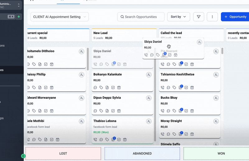 Professional CRM Dashboard showing organized lead management system
