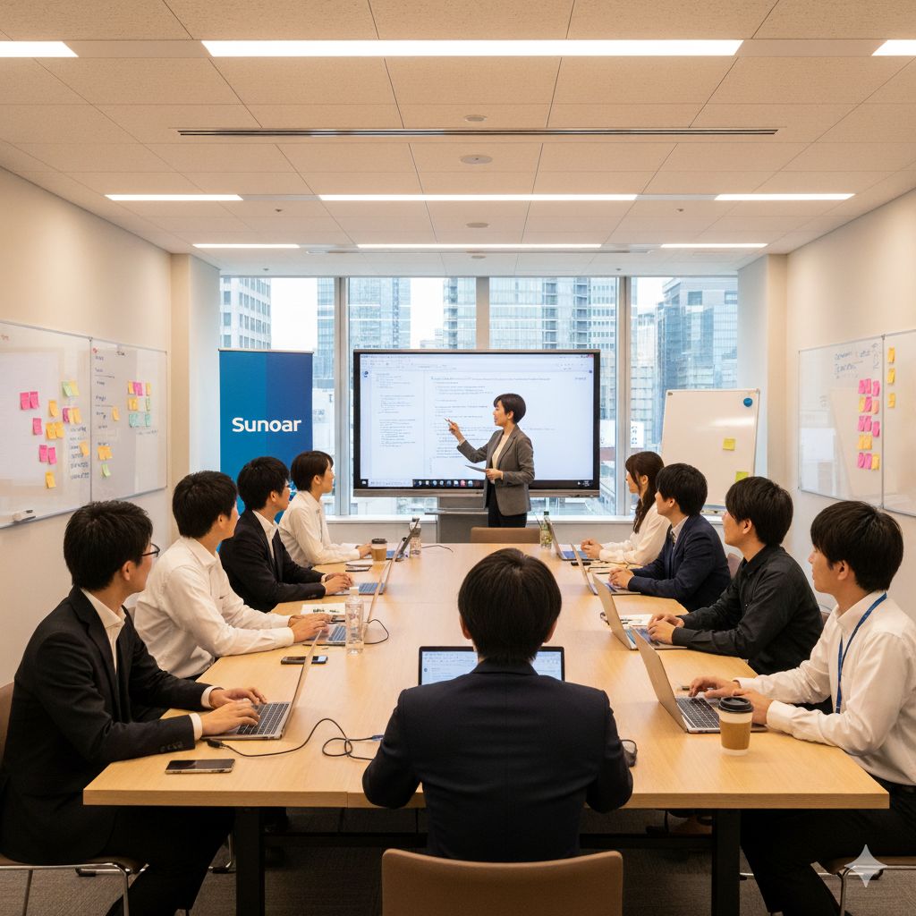 Sunoar研修風景 - モダンなオフィスでのビジネスミーティング