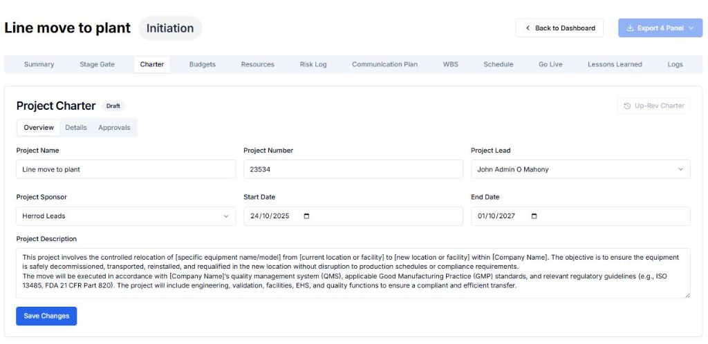 Project Charter Approval and Stakeholder Sign-off for Irish Manufacturing Project Governance - Arcturus Pro