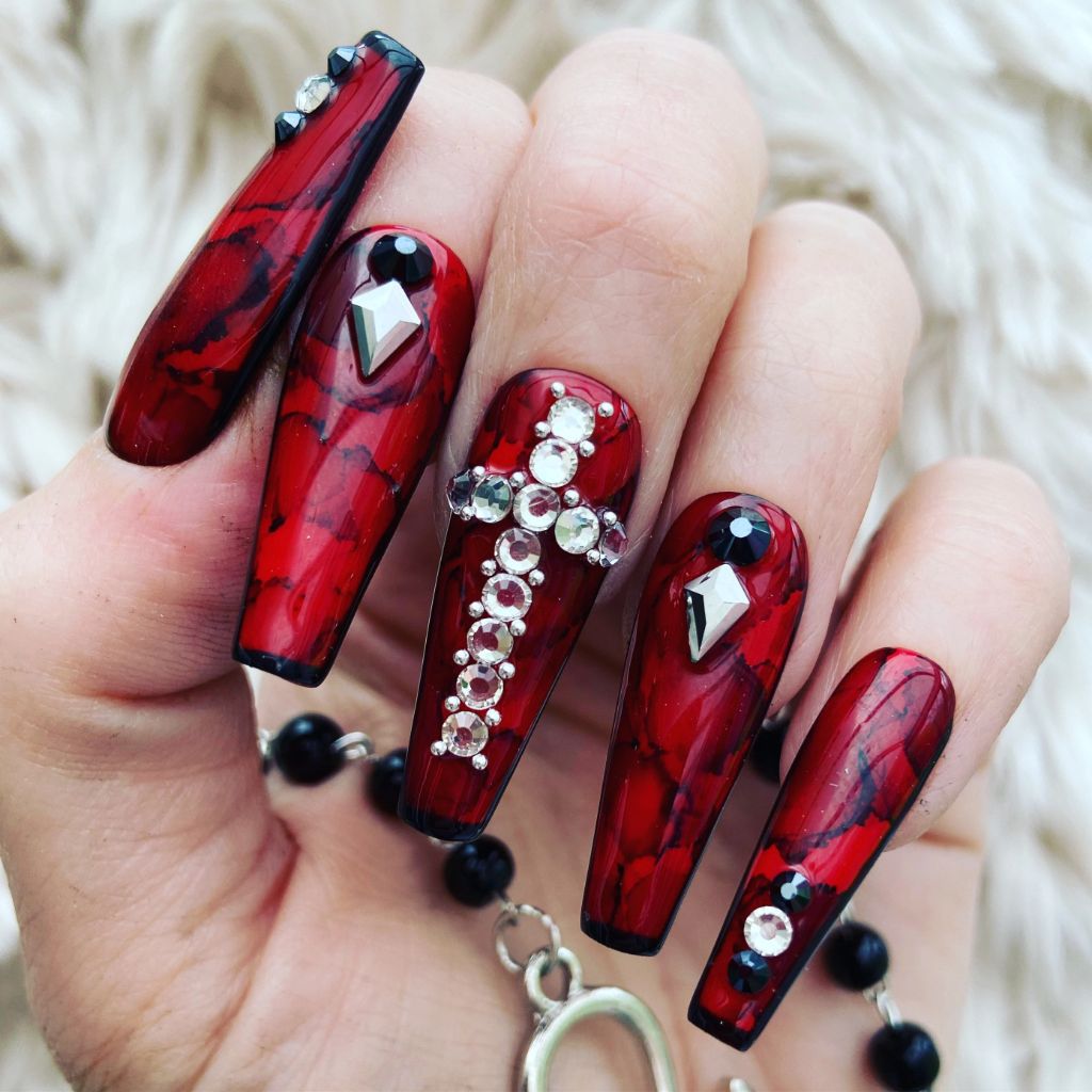 Gothic Crystal Jeweled Nails