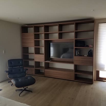 Custom entertainment center with built-in cabinetry