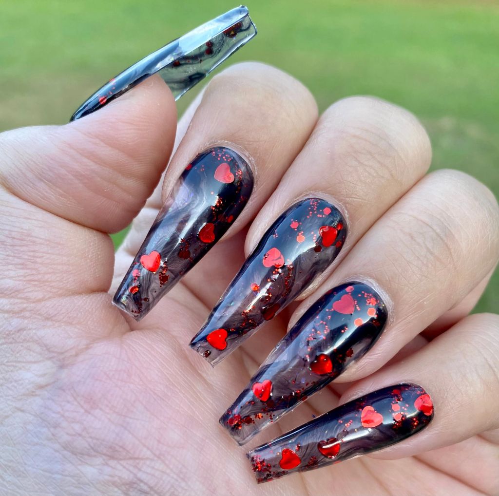 Jelly Hearts Chrome Nails