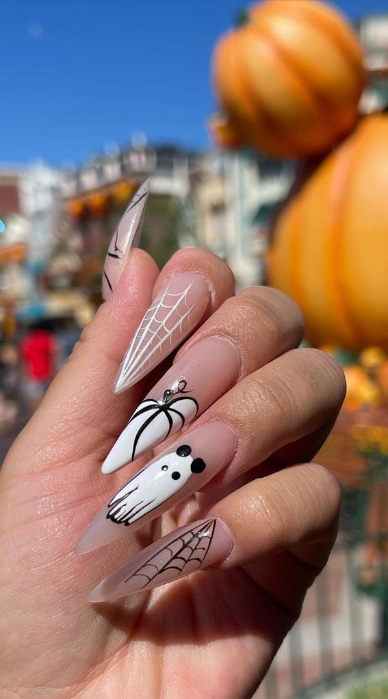 Spiderweb Gothic Halloween Nails