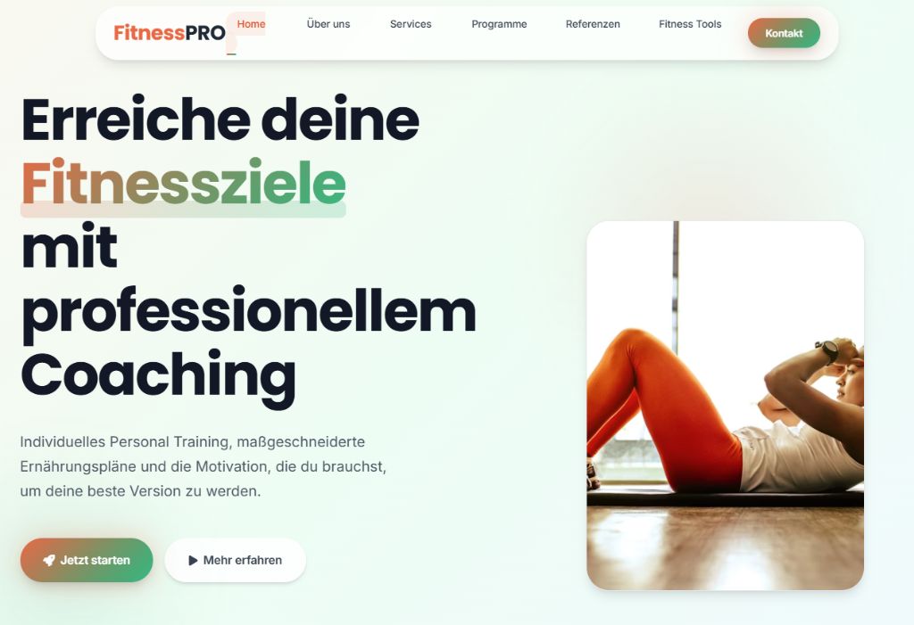 Fitness Studio Website Screenshot