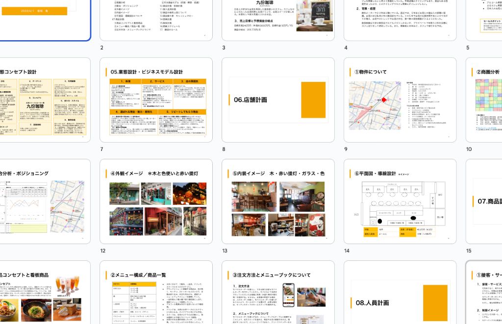 飲食店開業計画書の事例資料