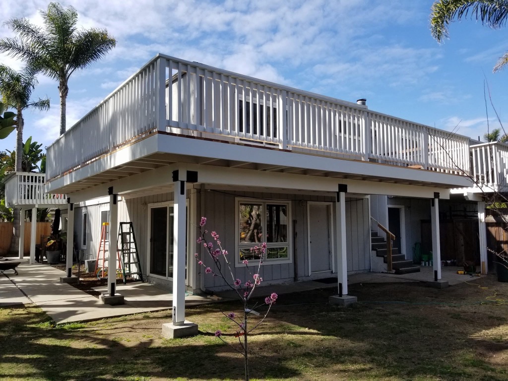 Del Mar luxury deck project with modern railings and coastal design