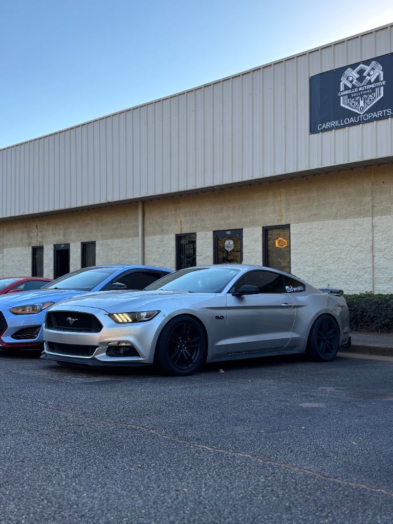 Silver Mustang GT50 Outside Shop
