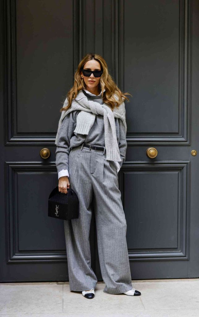 Grey Sweater Pleated Skirt