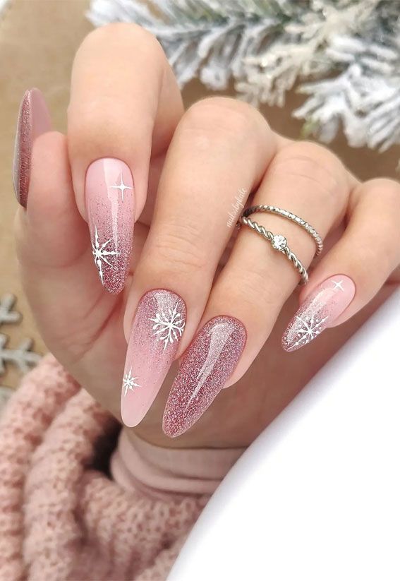 Pink dot pattern Valentine vibes Christmas nails