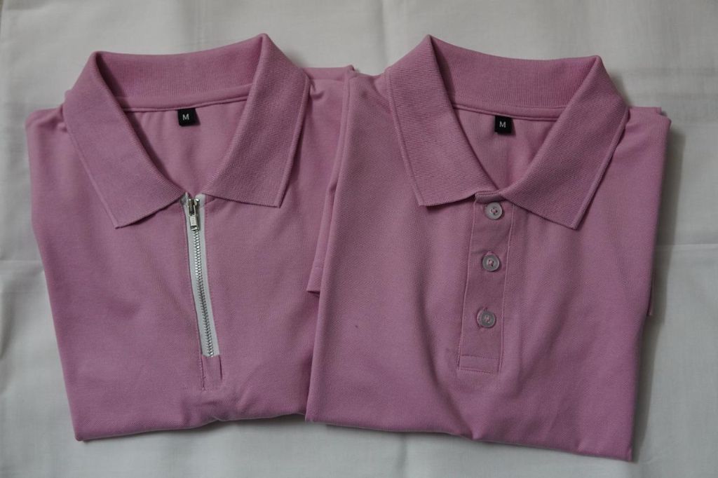 Pink Polo Shirts - Button and Zipper Style