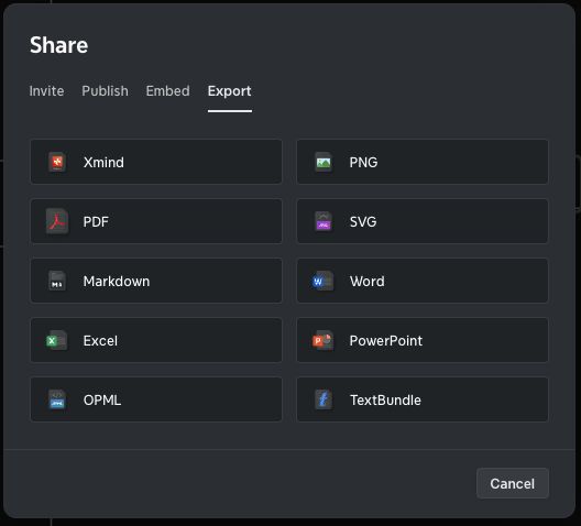 Xmind AIのエクスポートオプション