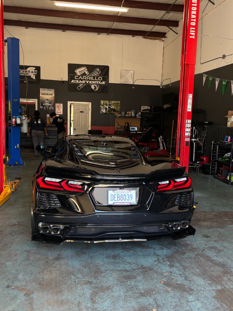 Black Corvette C8 Rear View