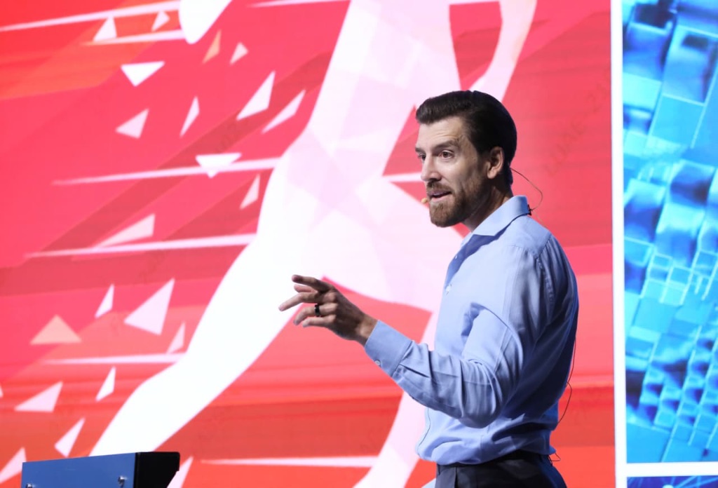 Diego Carrete delivering executive wellness keynote presentation